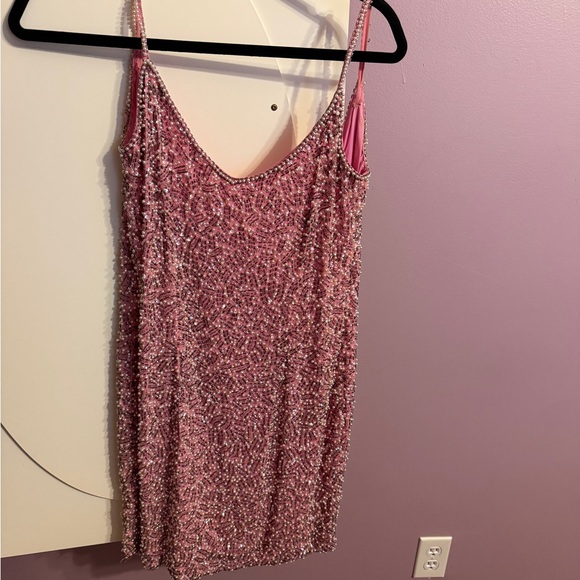 Pink Sequin Sleeveless Dress - Picture 1 of 4